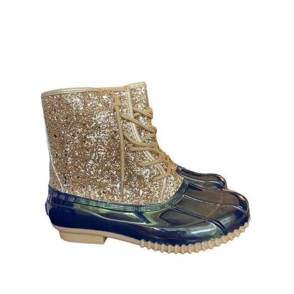 New! Sugar Women’s Skylar 2 Duck Boot navy/gold glitter 7M like L.L.bean - Picture 4 of 6